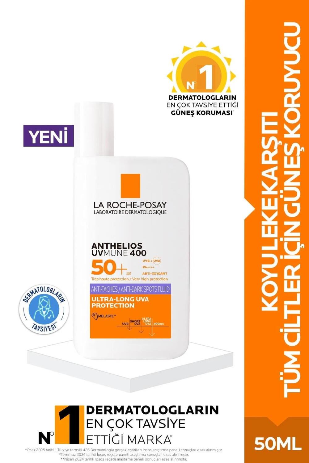 La Roche Posay Anthelios Uvmune Anti Dark Spots Fluıd SPF50+ 50 ML Lekeli Ciltlere Özel Güneş Kremi - 1